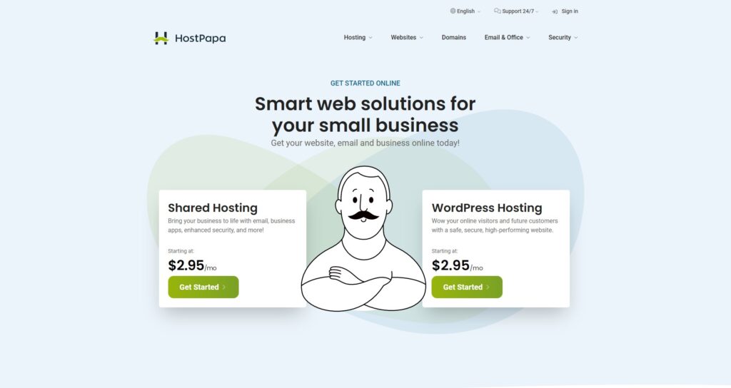 HostPapa best web hosting plans shared and wordpress hosting starting at $2.95/month